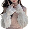 LZZOO UV Protection Gloves, Arm Cover, Women's, Lace, Cool, UV