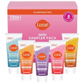 Lume Desodorante de Cuerpo Entero 5 Paquetes Sampler - Minis En Crema Invisible - Control de Olor A 72 Horas - Libre de Aluminio y Bicarbonato de...  