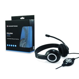 Conceptronic POLONA USB Wired Headset With Microphone - Black