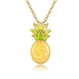 DAYLINLOVE Pineapple Necklace 925 Sterling Silver Pineapple Opal Pendant Jewellery Gift For Women