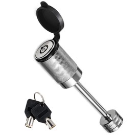 CZC AUTO Cerradura de acoplamiento para remolque de 1/4 pulgadas de diámetro de 6,35 cm de ancho para acoplador tipo pestillo, cerradura de remolque con revestimiento cromado con llaves para remolque, barco, camión, remolque, coche RV