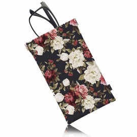 Beabes Roses Portable Squeeze Glasses Case, Vintage Rose Blossom Soft Leather Sunglasses Organizer Eyeglasses Case Glasses Bag For Travel Office Home White Red