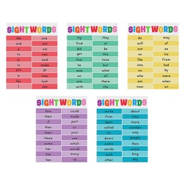 Fun Express 16" x 20 3/4" Elementary Sight Words Classroom Poster Set - 5 Pieces