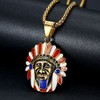 MayiaHey Chief Head Pendant, Native American Indian Chief Head Necklace