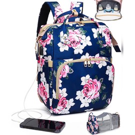 Debug Baby Diaper Backpack With USB, Toys And Changing Station Waterproof ( BLUE )