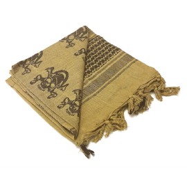 Condor Outdoor Shemagh - Tactical/Military Desert Scarf - Wrap (Tan/Black - Skull)