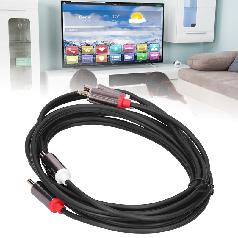 2RCA Cable, 5mm Durable Gold Plated Plug Copper Conductor 2RCA