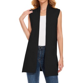 Biffxeu Black Sweater Vest for Women Knit Sleeveless Cardigans Fall Sweater Cardigan Vests L