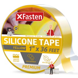 XFasten XFasten Self Fusing Silicone Tape Waterproof C 1" x 36 Feet Yellow, Self Amalgamating Tape, Silicone Rubber for Plumbing, Sealing Pipes, Hose Repair, Outdoor Coax and Electrical Cables C Weatherproof
