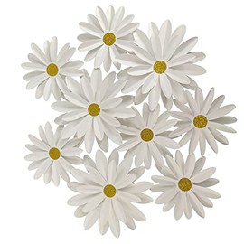 Mybbshower Paper Daisy Flower for Party Decor DIY Floral Photo Backdrop Baby Shower Birthday Home Decorations Pack of 9 (White)