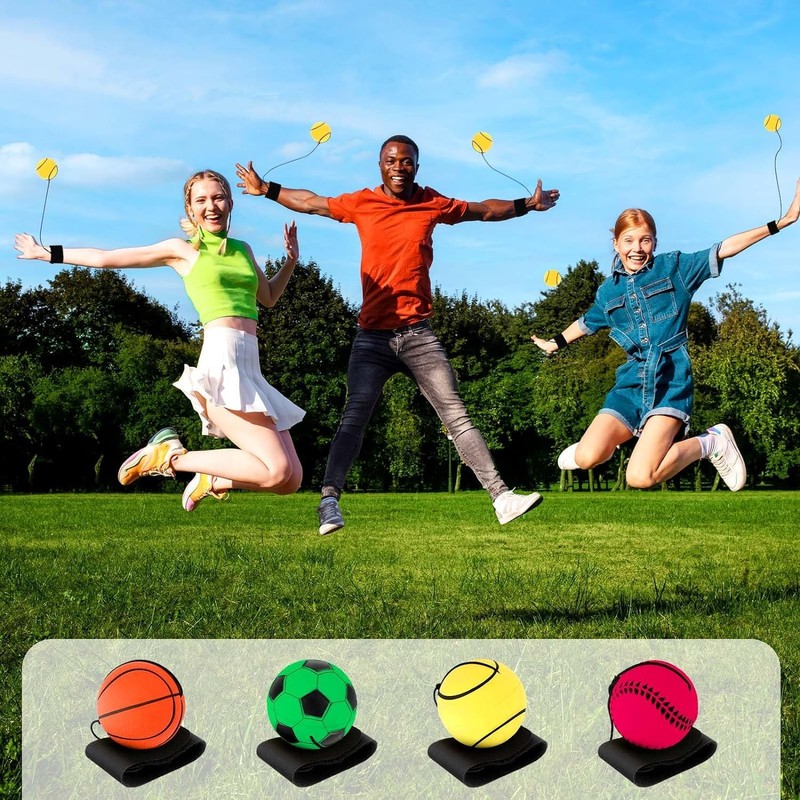 4 Pieces Wrist Return Ball, 2 Inch Rubber Rebound Ball