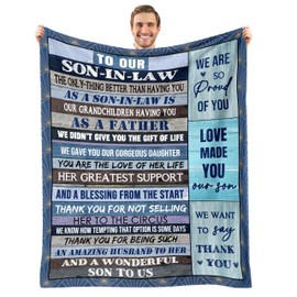 Son in Law Gifts, Gifts for Son in Law, Birthday Gifts from Mother Father in Law, Son in Law Blanket Gifts for Father's Day Wedding Christmas Thanksgiving Throw Blanket 50"x 60"
