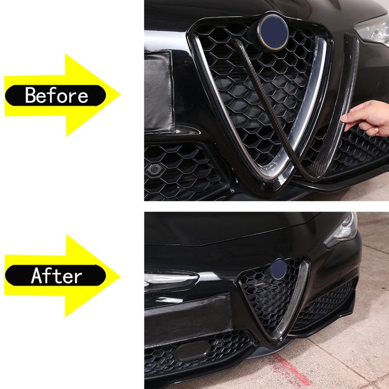 LLKUANG Real Carbon Fiber Front Grille Decoration Frame Trim Fit