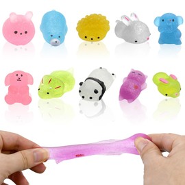Kleemeiero Kawaii Mochi Squishy Toys 10 Pieces Squishy Kawaii Set Mochi Squishy Squeeze Toy Cute Squeeze Squishies Fidget Toy Mochi Anti-Stress Animals Squishy Children Party Favours