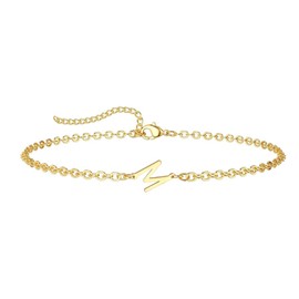 ZENGSING Letter Bracelets Women's Girls Letter Initial Bracelet Adjustable Elegant Bracelets A-Z Capital Initial Charm Bracelet Gold Bracelet Gifts for Women Girls (M)