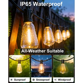 Pesken Outdoor String Lights, 54FT(15+1) ST38 Patio Lights Waterproof IP65