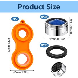 4 piezas grifo Perlator M22 aireador 22 mm rosca exterior cobre grifo colador juego con juntas y llave inglesa aireador ahorro de agua para cocina y baño grifo repuesto