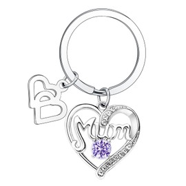 BESPMOSP Mum Keychain Mother's Day Heart Birthday Gifts For Mum Crystal Pendant Keyring (Color-Purple)