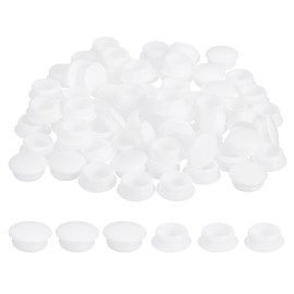 MECCANIXITY 125Pcs Plastic Hole Plugs, 3/4" x 5/16"(DxH) Hole Cover Tubing End Cap for Round Holes(15mm), Cabinet Furniture Cupboard Shelves, White
