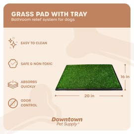 Downtown Pet Supply Dog Grass Pad with Tray, 16 x 20 - Outdoor and Indoor Potty System for Dogs with Replaceable Synthetic Grass Pee Turf - Portable and Waterproof Turf Dog Potty