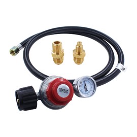 MOFLAME Manguera reguladora de propano ajustable de alta presión de 0 a 30 PSI con indicador de flujo de gas de 0 a 60 PSI, indicador de flujo de gas, 3/8 pulgadas macho a 1/4 NPT, rosca macho M81 para quemador de gas, freidora de pavo, quemador de forja