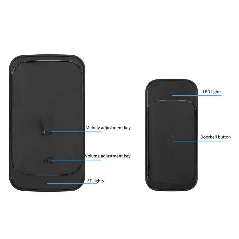 Wireless Doorbell Kit 38 Melodies 4 Volumes Waterproof 918.6ft Operating