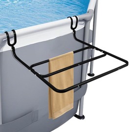 Above Ground Pool Towel Rack, Pool Accessories for Round and Oval Heavy Duty Above Ground Swimming Pool Bracket with Frame (Black)