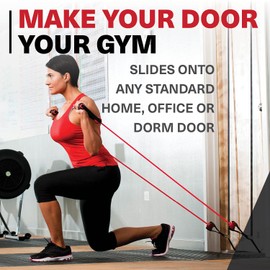 Lifeline Train Station with Two Easy-to-Attach Door Straps for Constant Tension to Build Muscles Pink, 30lb (13.60 kg)