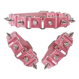 Manfnee PU Leather Studded Choker Bracelet Punk Rock Spike Rivet Collar Necalce Wristband Cuff