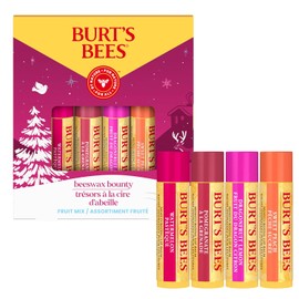 Burt's Bees - Juego de regalo de bálsamo labial Beeswax Bounty, mezcla de frutas, 0.15 onzas, 4 unidades