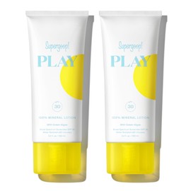 Supergoop! PLAY Mineral Lotion - 3.4 fl oz, Pack of 2 - Broad Spectrum SPF 30 Sunscreen for Face & Body - Lightweight, Fast Absorbing, Water Resistant - With Green Algae