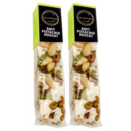 Collection Premium Italian Soft Pistachio Nougat Duo, With Roasted Almonds - Set of 2 x 100g