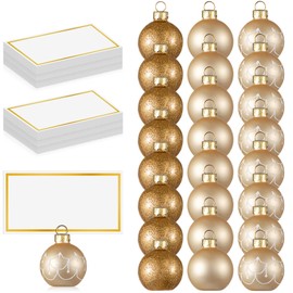 Civaner 24 Pcs Christmas Ornament Place Card Holders and Name Cards Set