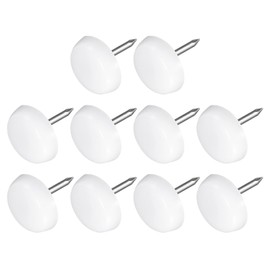 METALLIXITY 90pcs Furniture Feet Nail (16mm/0.63in) Plastic Round Chair Glide Slider - Chair Sofa Furniture Slider Protector Pad White