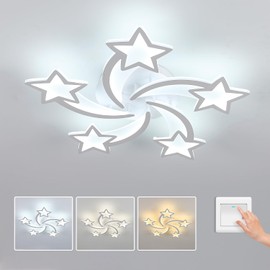 Goeco Kids Ceiling Light, 3 Light Modes (3000K/4500K/6000K) Modern Acrylic LED Close to Ceiling Light Fixture, White Star Shape Flush Mount Ceiling Light for Kids Room, Nursery, Bedroom, Living Room