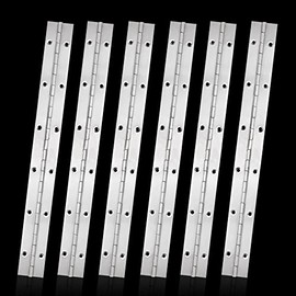 FVSEC 6 Pack 12 Inch Piano Hinge, Heavy Duty Continuous Hinge with Holes for Cabinets Boat Marine Door, 304 Stainless Steel 0.04" Leaf Thickness 1.2'' Open Width …