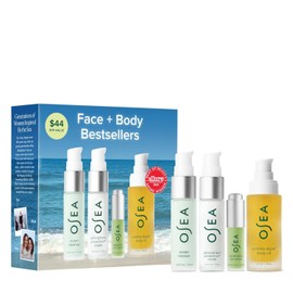 OSEA Best Sellers Face + Body - 4 Piece Skin Care Set Oil Cleanser Cream Hyaluronic Acid Serum Clean Beauty Ideal for Travel Gifts / OSEA 베스트셀러 페이스 + 바디 - 4피스 스킨 케어 세트 오일 클렌저 크림 히알루론산 세럼 클린 뷰티 여행 선물에 이상적입니다