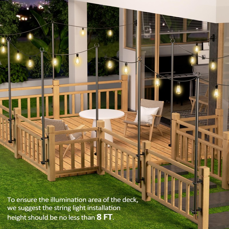 Mayset 4 Pack 6.5FT Stainless Steel String Lights Pole Bracket/Holder