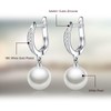 Salanda Women's Pearl Drop Earrings, White Gold Plated, Dangle, 10mm
