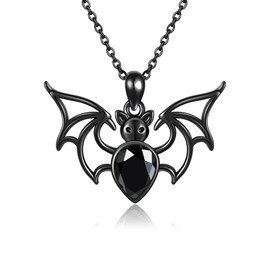 VENACOLY Bat Necklace 925 Sterling Silver Bat Pendant Necklace Gothic Bat Jewellery for Women