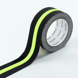 Vandetai Heavy-Duty Anti-Slip Tape with Glow in The Dark Strips Non Skid Traction for Outdoor Steps, PET Stair Treads & Extreme Weatherproof, Safe for Kids/Pets (2in x16.5ft, 1roll)