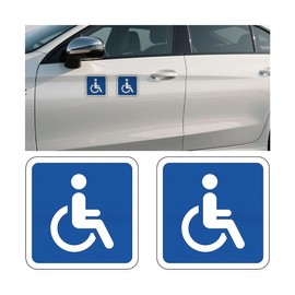 FALVFUN Car Handicap Parking Sign, 2PCS Reflective Magnetic Vehicle Disabled Parking Access Symbol Sticker, Waterproof Automotive Handicap Stop Signs, Universal for SUV RV Truck (Square)