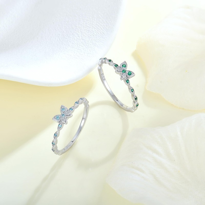 Vemhel Stackable Ring 925 Sterling Silver Butterfly Rings Infinity Created