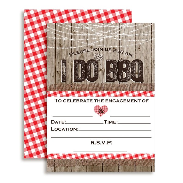 I Do BBQ Engagement Party Fill In Invitations set of 20 with envelopes. Perfect for Celebrating the Newly Engaged Couple