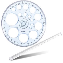 Plastic Ruler Set Clear 12inch/30cm Straight Ruler, Triange Ruler, Protractor Ruler Round Circle Drawing Protractor Tool Set, Transparent Ruler for Schools Office Kids Adults