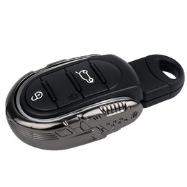 MANG JIANG Key Fob Cover Shell Car Accessories Metal Chrome U-shaped Key Case for Mini Cooper 3rd Gen F54 F55 F56 F57 F60, Mechanical Design Gun Color, Medium