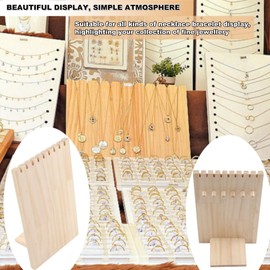 9 Slots Necklace Jewellery Display Stand,Wooden Necklace Display Stands for Selling,Necklace Chain Stand,Tabletop Display Boards Necklace Showcase Holder Wooden Bracelet Pendant Holder