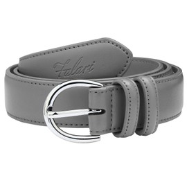 Falari Women Genuine Leather Belt Fashion Dress Belt With Single Prong Buckle 6028-DarkGrey-M
