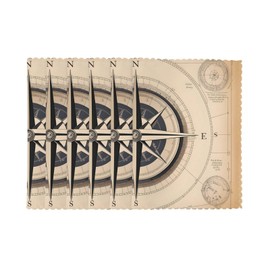 WHJYYXDE Placemats for Dining Table Set of 6 12x18 Inchs for Party Kitchen Dining Decoration Compass Navigation Pattern