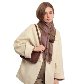 Qkydky Scarf, Women's Fashion Winter Scarf, Checked Blanket Scarf, Cashmere Scarf, Winter Scarf, Long Women's Scarf, Loop Scarf Women, 65 x 185 cm Scarf, Purple/Pink